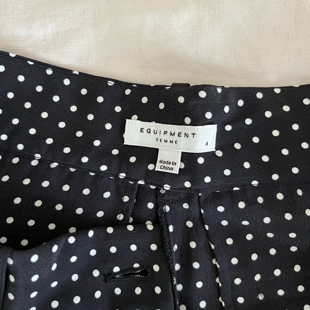 Women’s EQUIPMENT  silk Black Polka Dot Pants